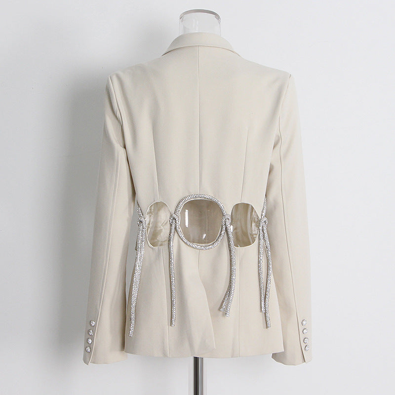 Small Waist Tight Slimming Blazer Hollowed out Cropped Outfit Design Slim Fit Coat for Women