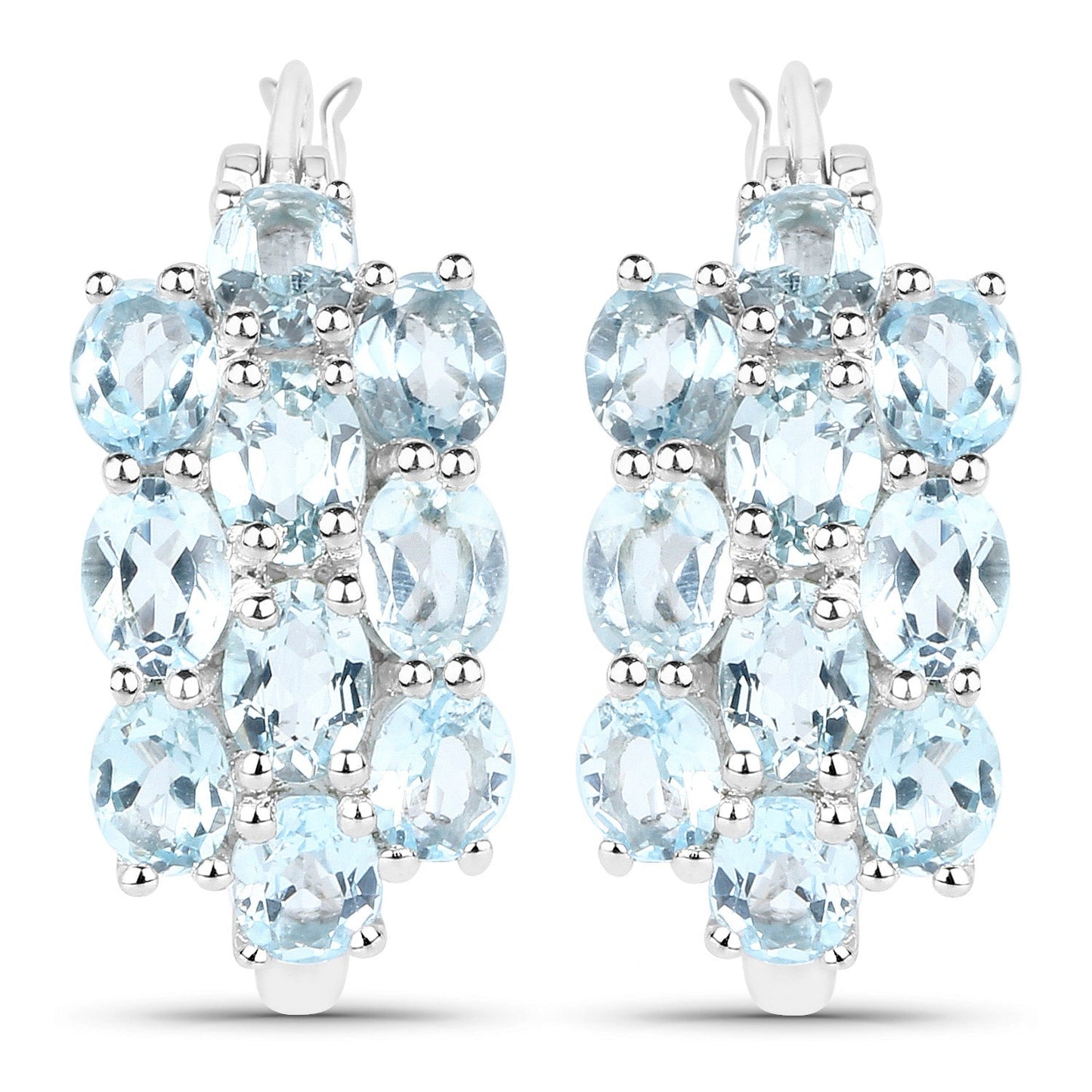 9.88 Carat Genuine Blue Topaz .925 Sterling Silver 3 Piece Jewelry Set (Ring, Earrings, and Pendant w/ Chain)