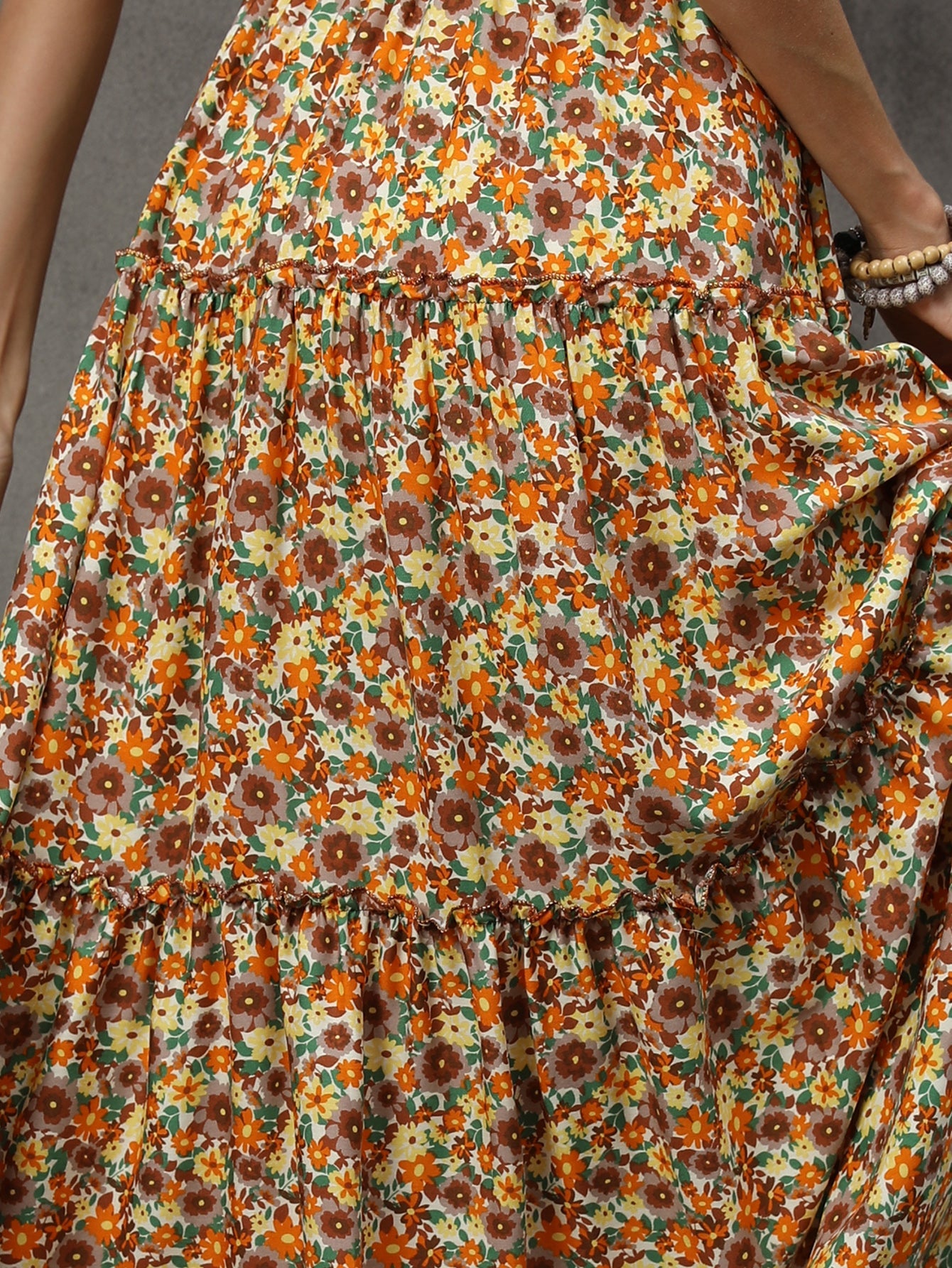 Women Summer Floral Auricularia Lace Stitching Layered Skirt Bohemian Tassel Seaside Holiday Beach