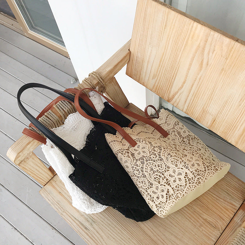Bucket Shoulder Bag for Women | Lace Summer Korean Lace Elegant Women Tote & Shopping Female Bags (Lady Handbag & Female Beach Bag)