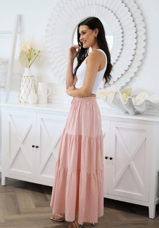 Spring Summer Single Breasted Pleated Hem Elastic Waist Head Office Mid Waist Dress