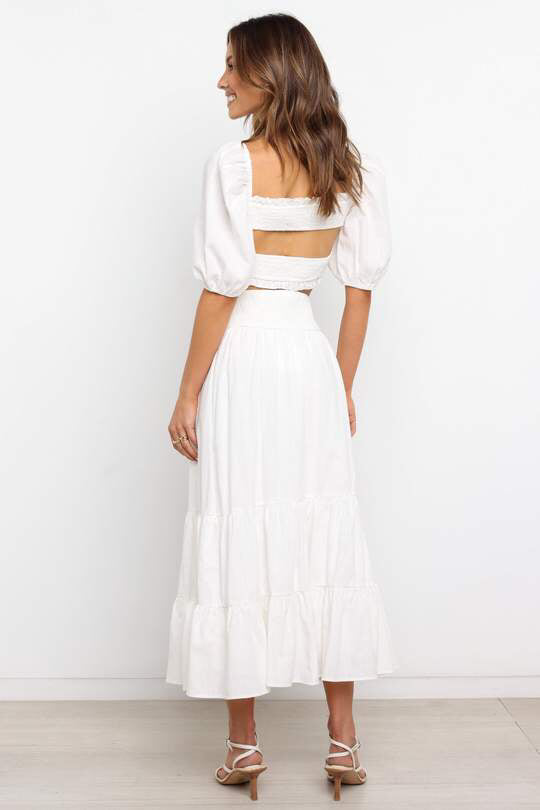 Spring Summer Solid Color Pleated Stitching Elastic High Waist Sheath Skirt