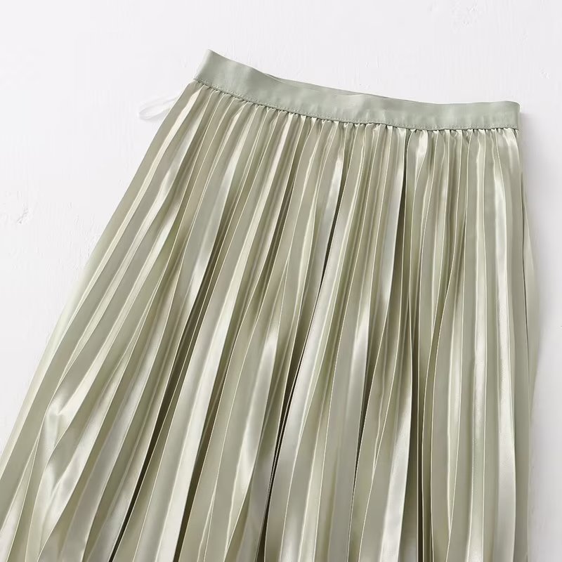 Wear On Both Sides Skirt Women Clothing Summer Casual Elegant Elastic Waist Pleated