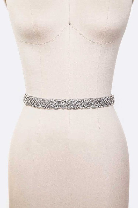 Rhinestone Embellished Bridal Sash Belt