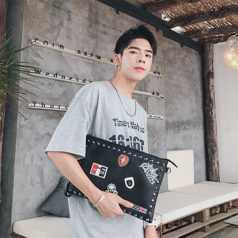 Black rivet clutch bag shoulder messenger bag envelope bag evening