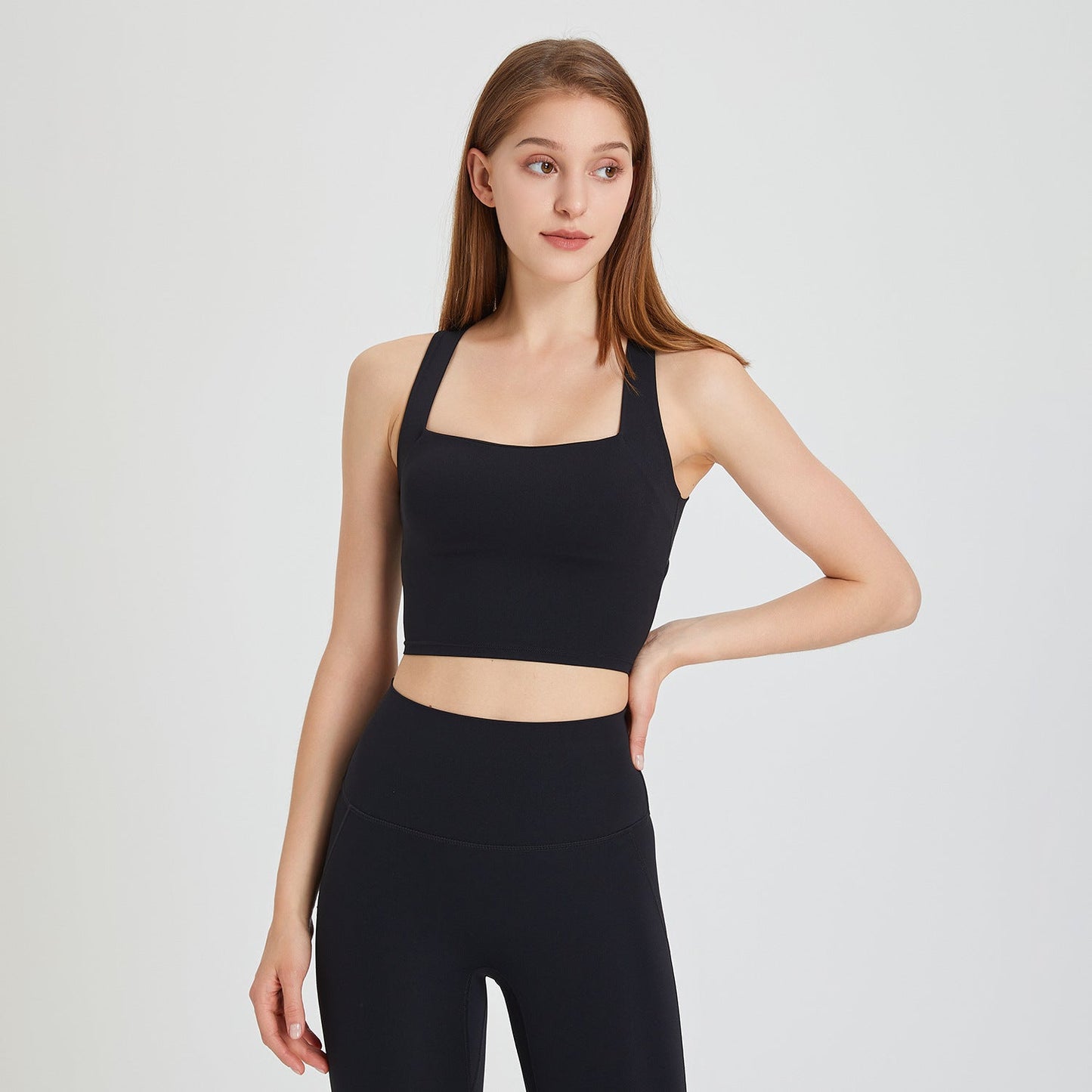 Nude Feel Seamless Shockproof Sports Underwear Women Beauty Back Cross Vest Running Push up Yoga Workout Bra