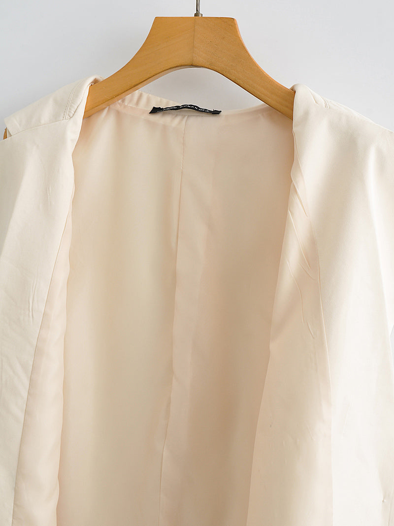 Autumn Solid Color Tied Decorative Split Single Button Vest Blazer Vest