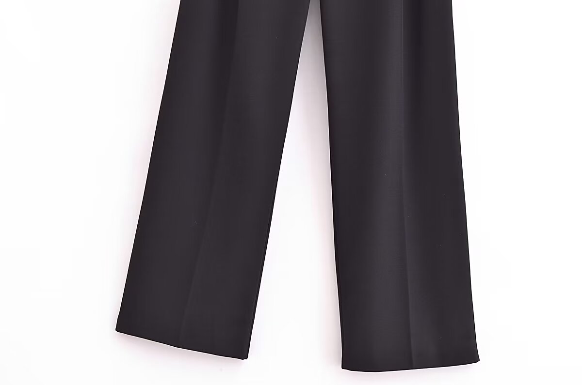 Autumn Women Clothing Office Casual Drawstring Sports Wide Legs Trousers Stitching Design Pants