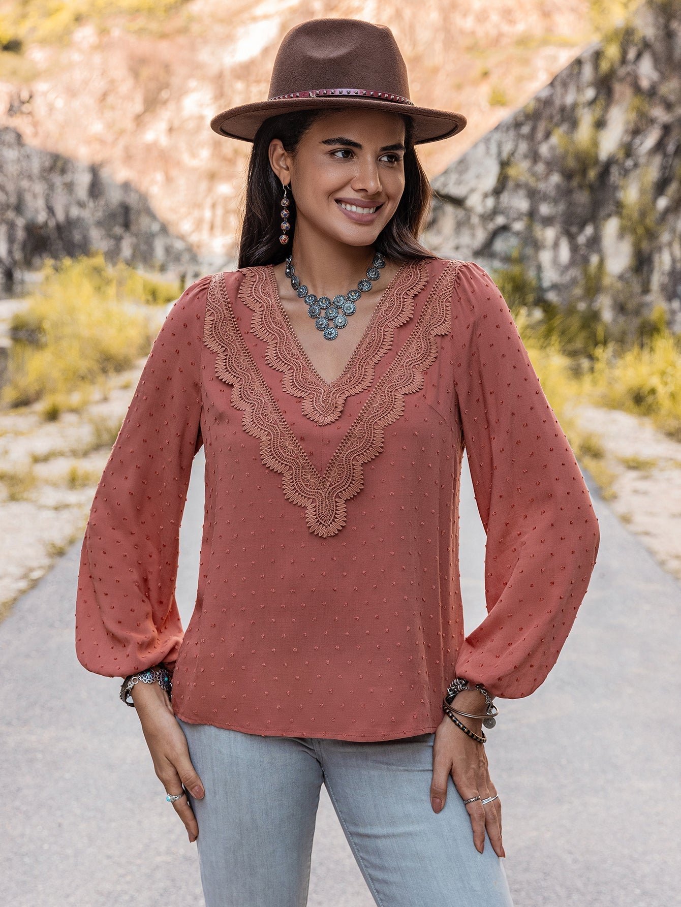 Women Clothing Autumn Winter Lace Long Sleeved Shirt Women Tops