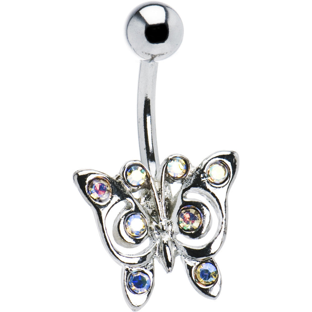 Gemmed Aurora Butterfly Belly Ring