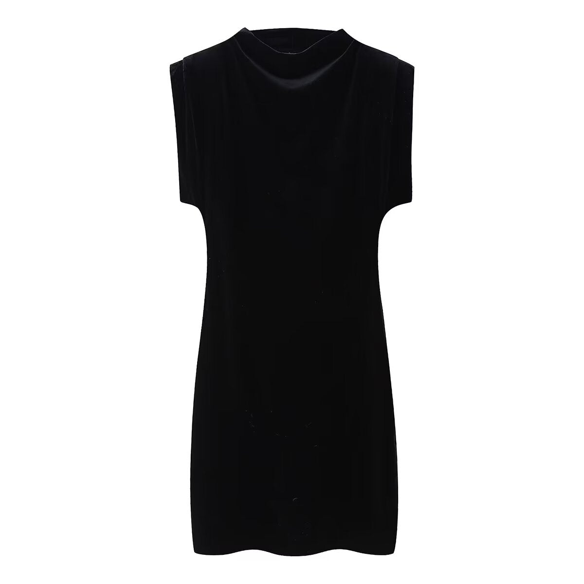 Spring Sexy Short Sleeve Velvet Belt Padded Shoulder Sheath Dress
