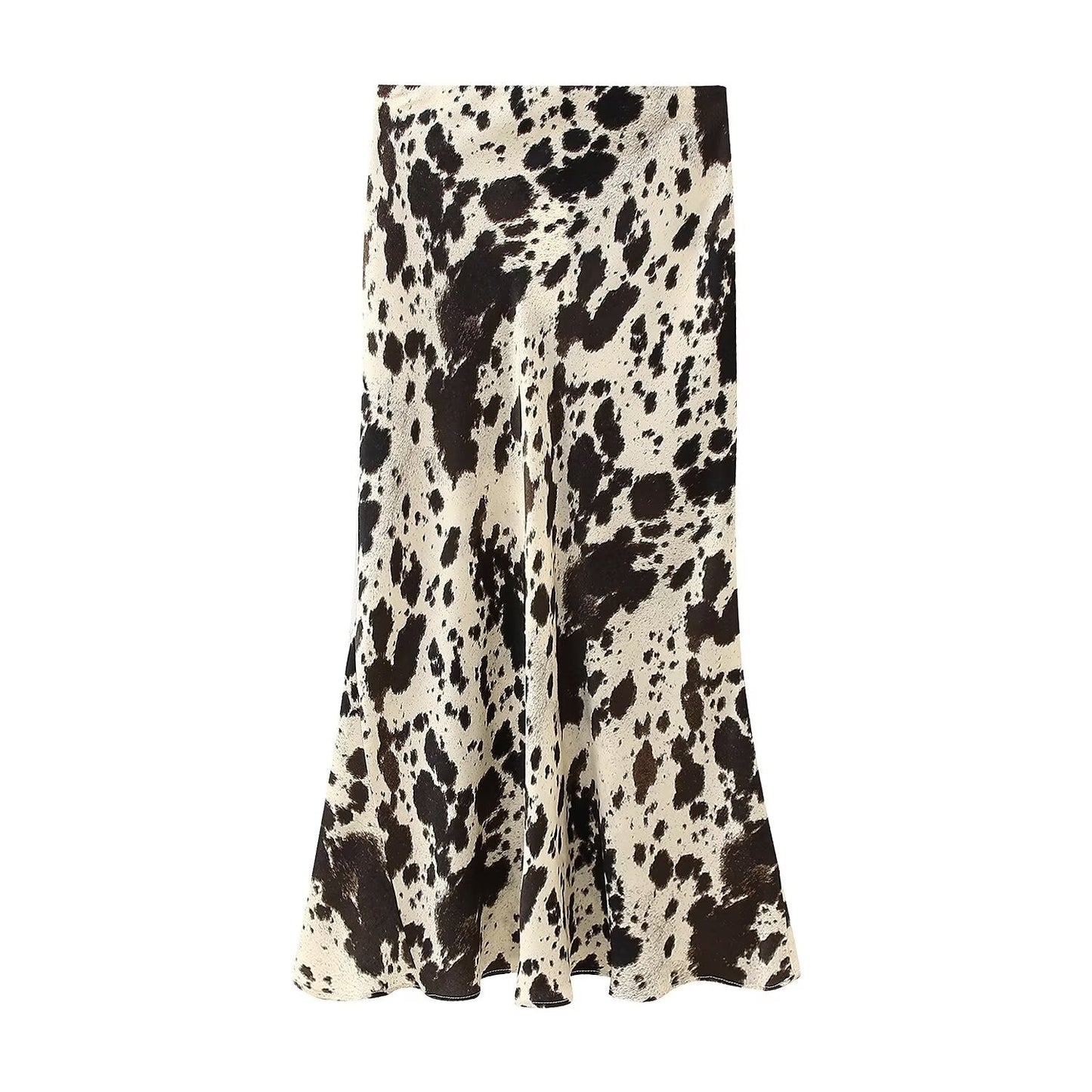 Women Clothing Animal Pattern Printed Silk Satin Texture Midi Dress