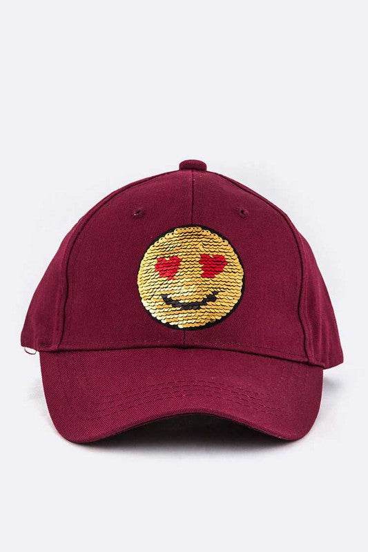 2 Tone Sequins Emoji Patch Cap