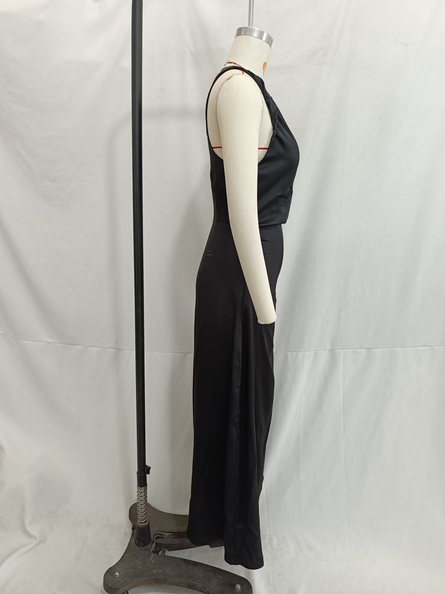 Women Spring Festival Slim Silk Satin Texture Midi Dress