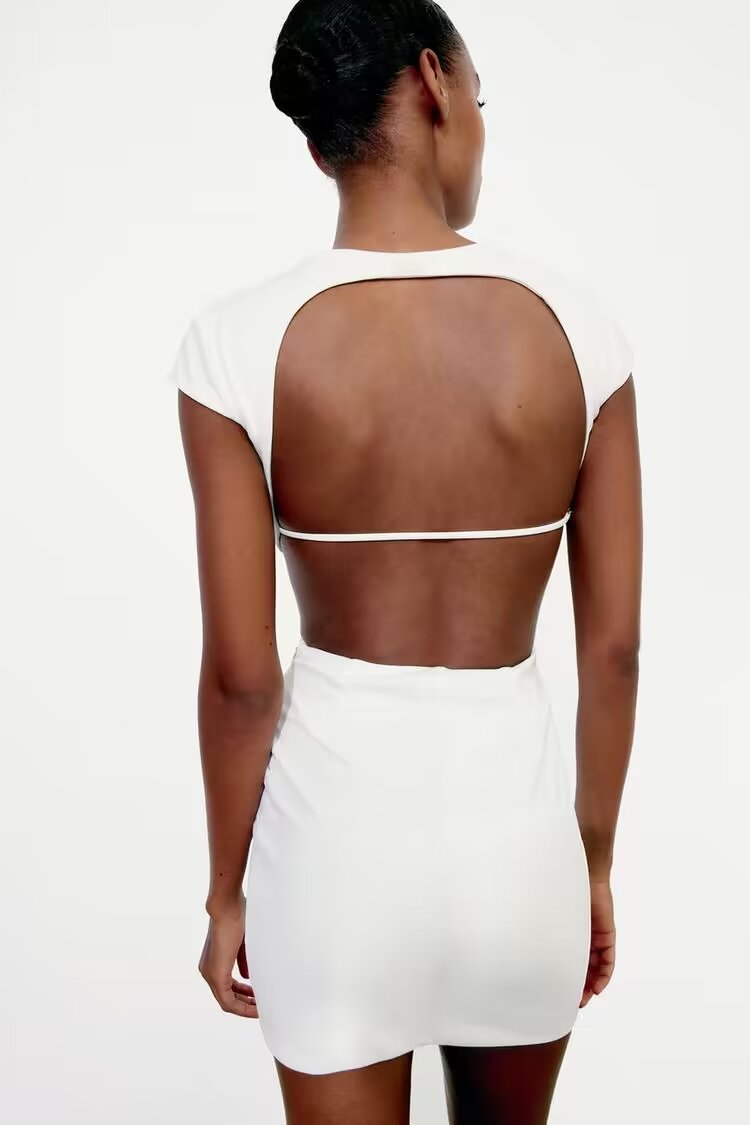 Women Jewelry Bowknot Decoration Backless Dress