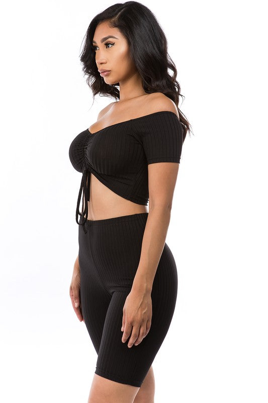 OFF SHOULDER BIKER SHORT