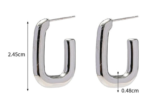 Steel Color Stainless Steel French Glossy Hollow Out Cutout Earrings Mesh Red Blogger Same Hoop Earrings Women Accessories