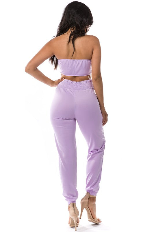 TWO PIECE SET CROP TOP WITH PANT