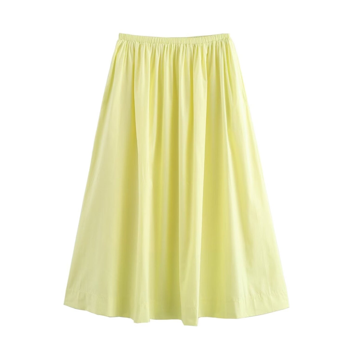 Summer Simple Casual Big Pear Friendly Umbrella Skirt Women Elastic Waist Loose Fitting Mid Length Dress