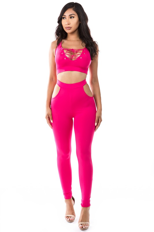 TWO PIECE SET CROP TOP WITH PANT