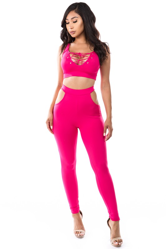 TWO PIECE SET CROP TOP WITH PANT