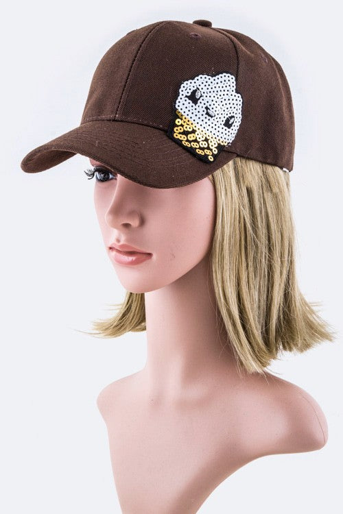 Sequin Ice cream Patch Denim Cap