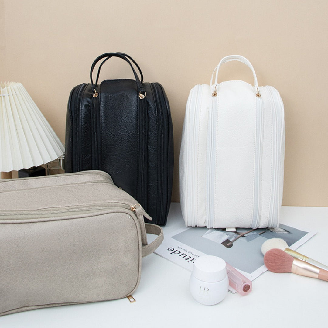 Makeup bag with compartments, Multifunctional cosmetic bag women's large capacity, portable storage bag, partition travel toilet bag, makeup bag organizer,