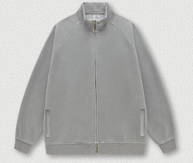 Autumn Winter Brand 350G Heavy Retro Washed Raglan Zipper Jacket Loose Fleece Jacket