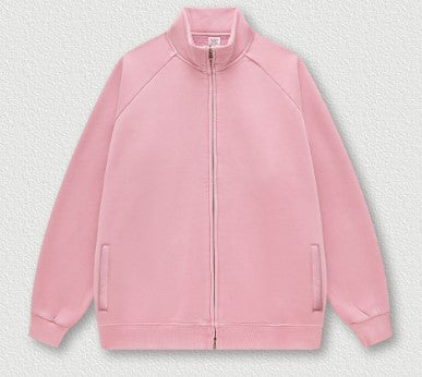 Autumn Winter Brand 350G Heavy Retro Washed Raglan Zipper Jacket Loose Fleece Jacket