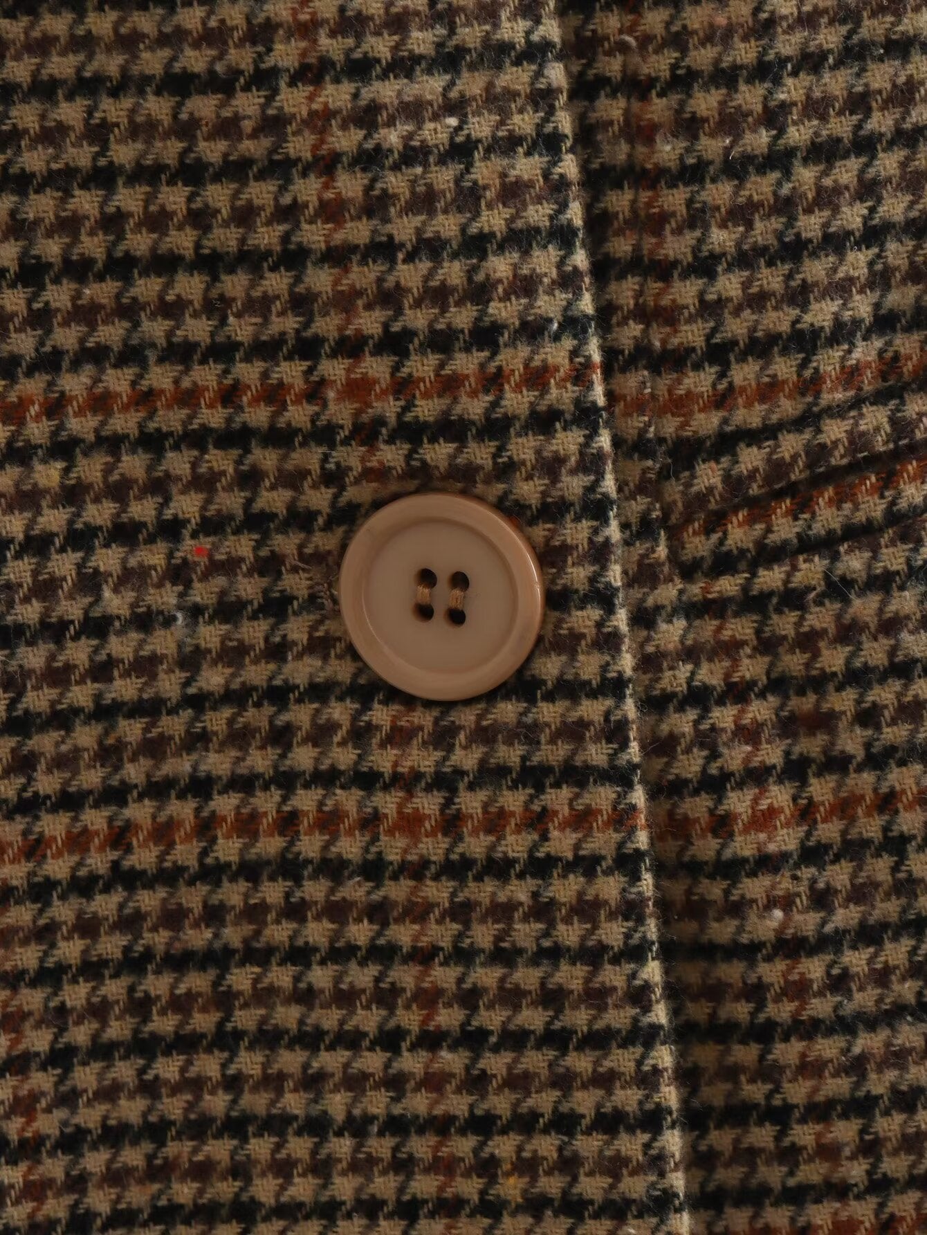 Fall Women Clothing Tailored Collar Brushed Houndstooth Long Sleeve Double Breasted Blazers