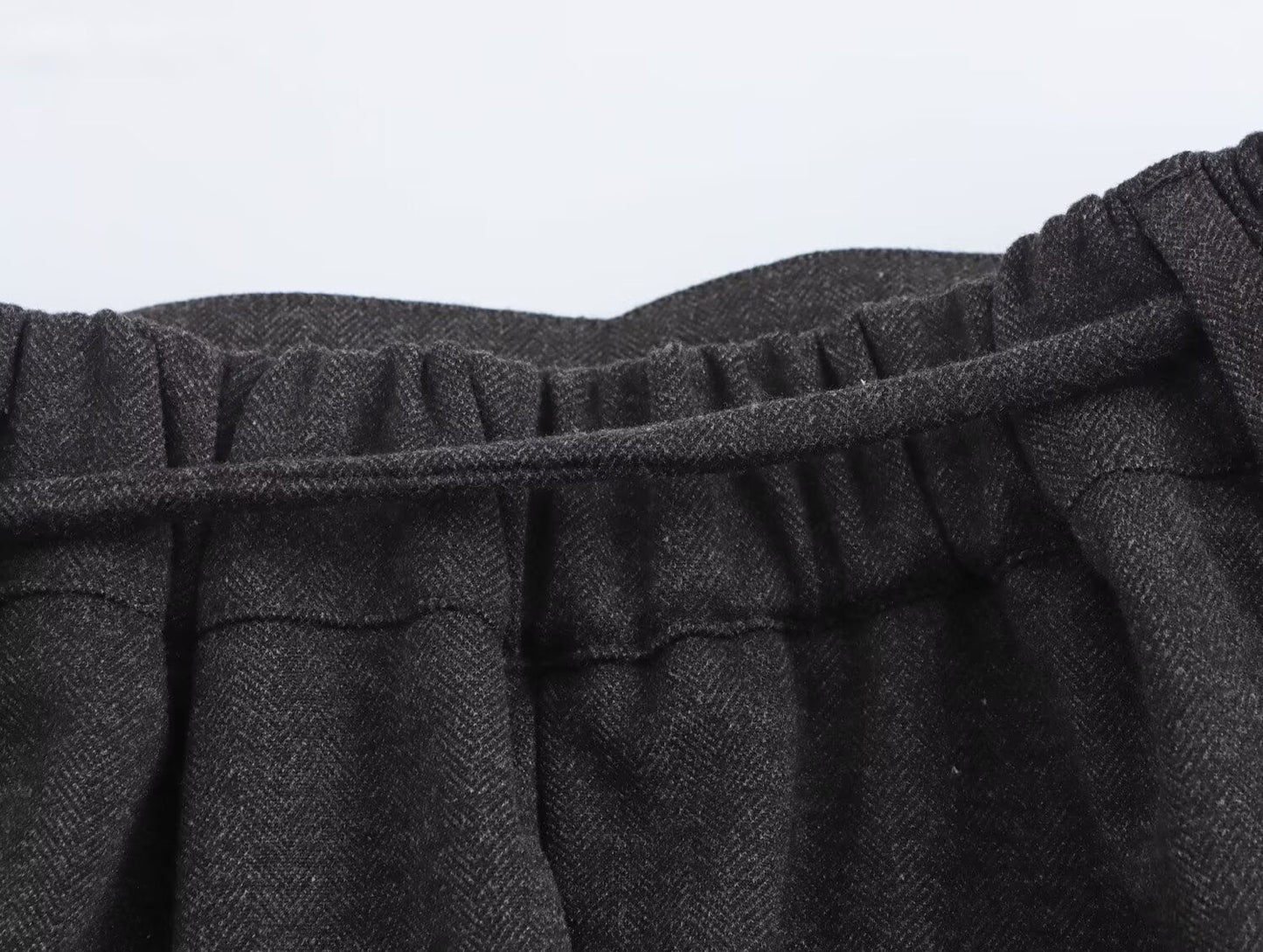 Autumn Winter Women Herringbone Independent Pocket Midi Skirt