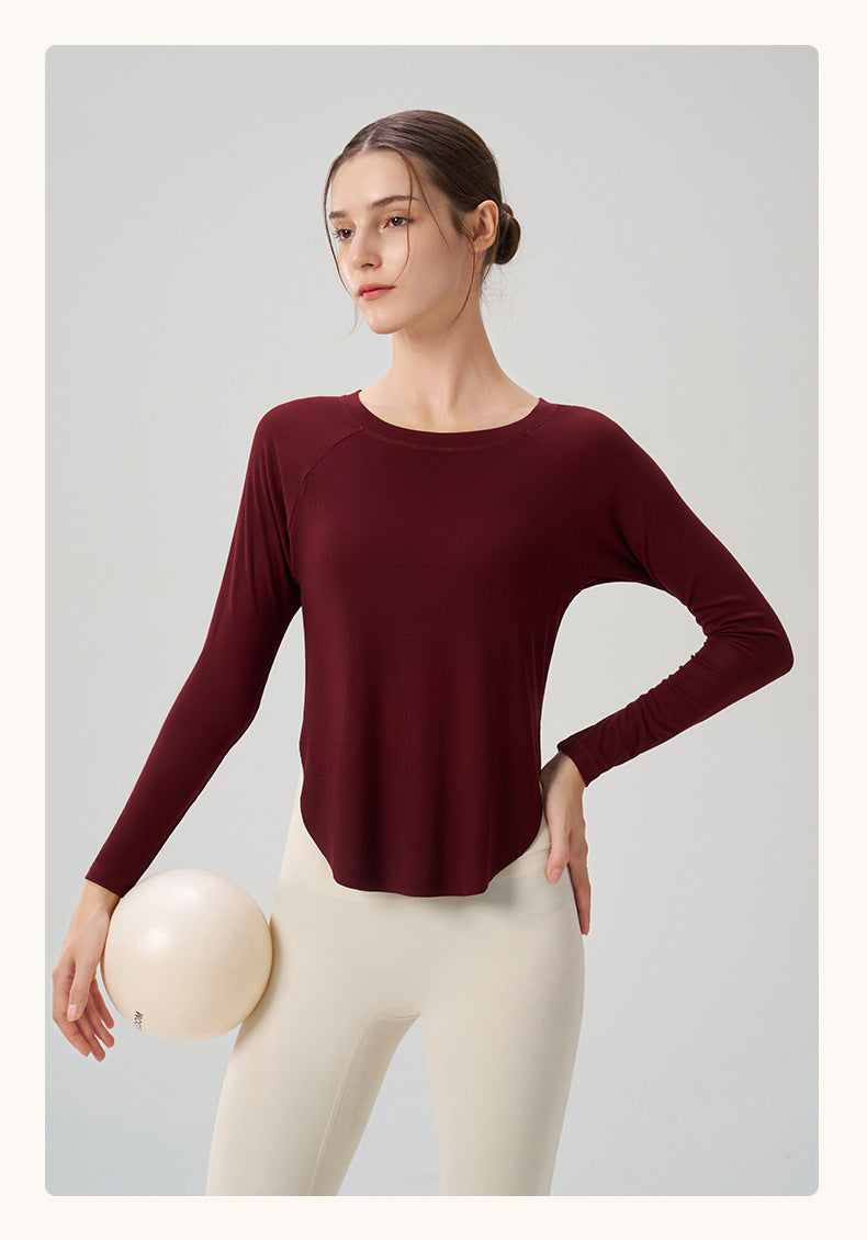 Autumn Nude Feel Yoga Clothes Women Loose Sexy off the Shoulder Yoga Jacket Casual Drape Sports Long Sleeved Top