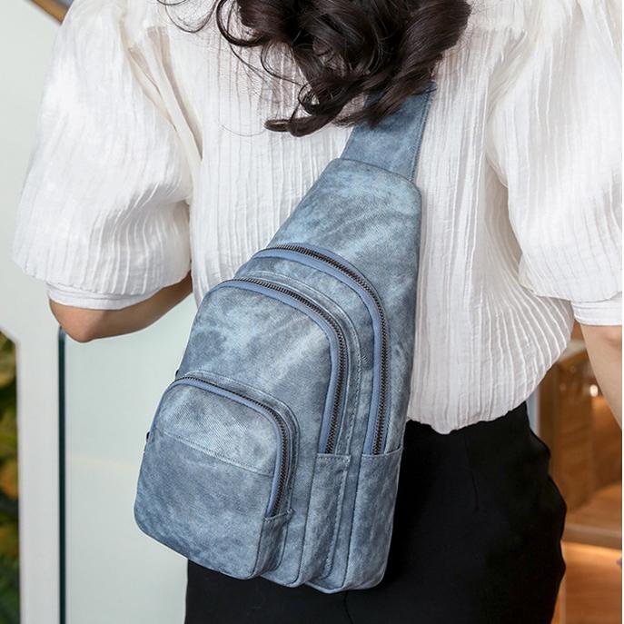 Chest Bag Wind Office Portable Retro Brown Crossbody Bag Simple Small Backpack Women Chest Bag