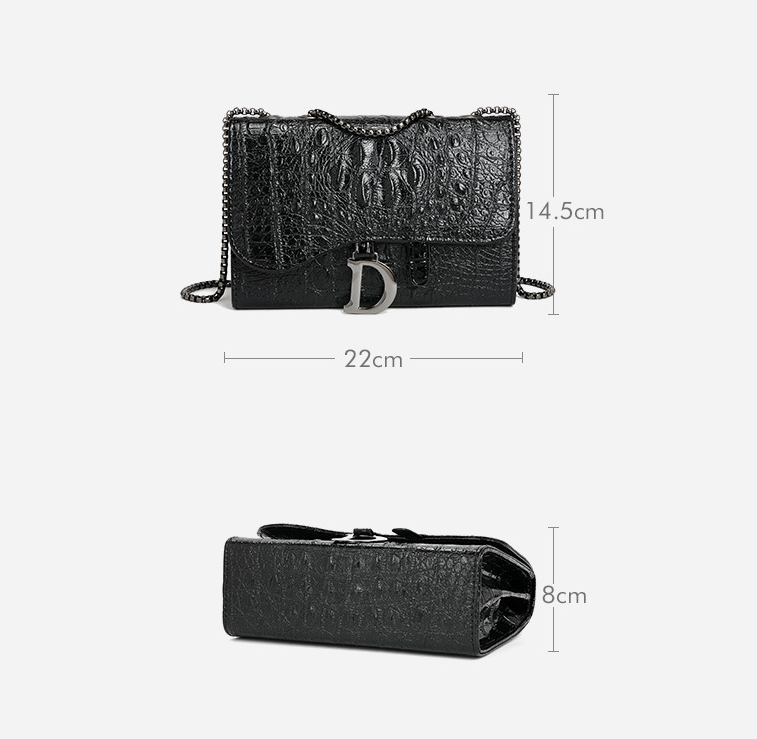 Messenger Bag Women Bag Summer Retro Chain Text Crocodile Pattern Small Square Bag