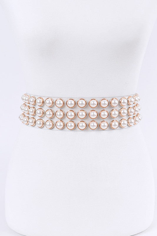 PLUS SIZE Pearl Studs Clear PVC Belt