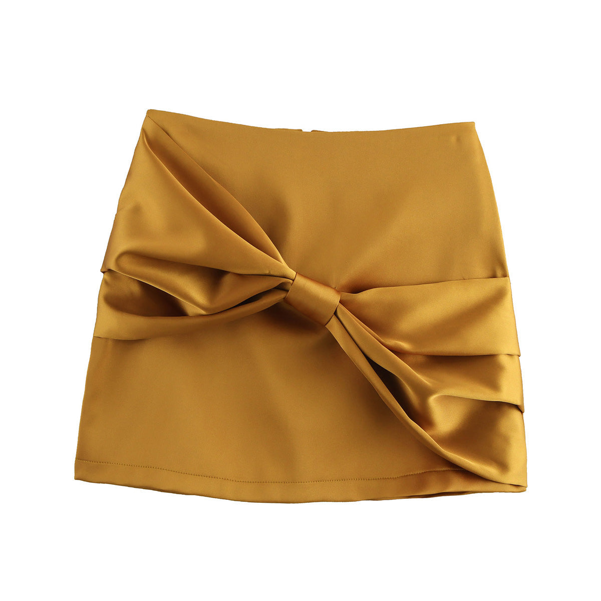 Women Clothing Popular All Match Elegant Bow Glossy Skirt