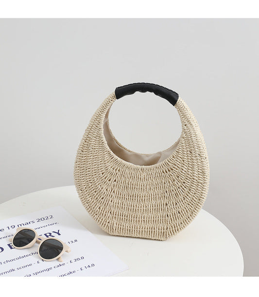 Thailand Straw Bag Niche Portable French Woven Bag Women Seaside Vacation Beach Bag Small Clutch
