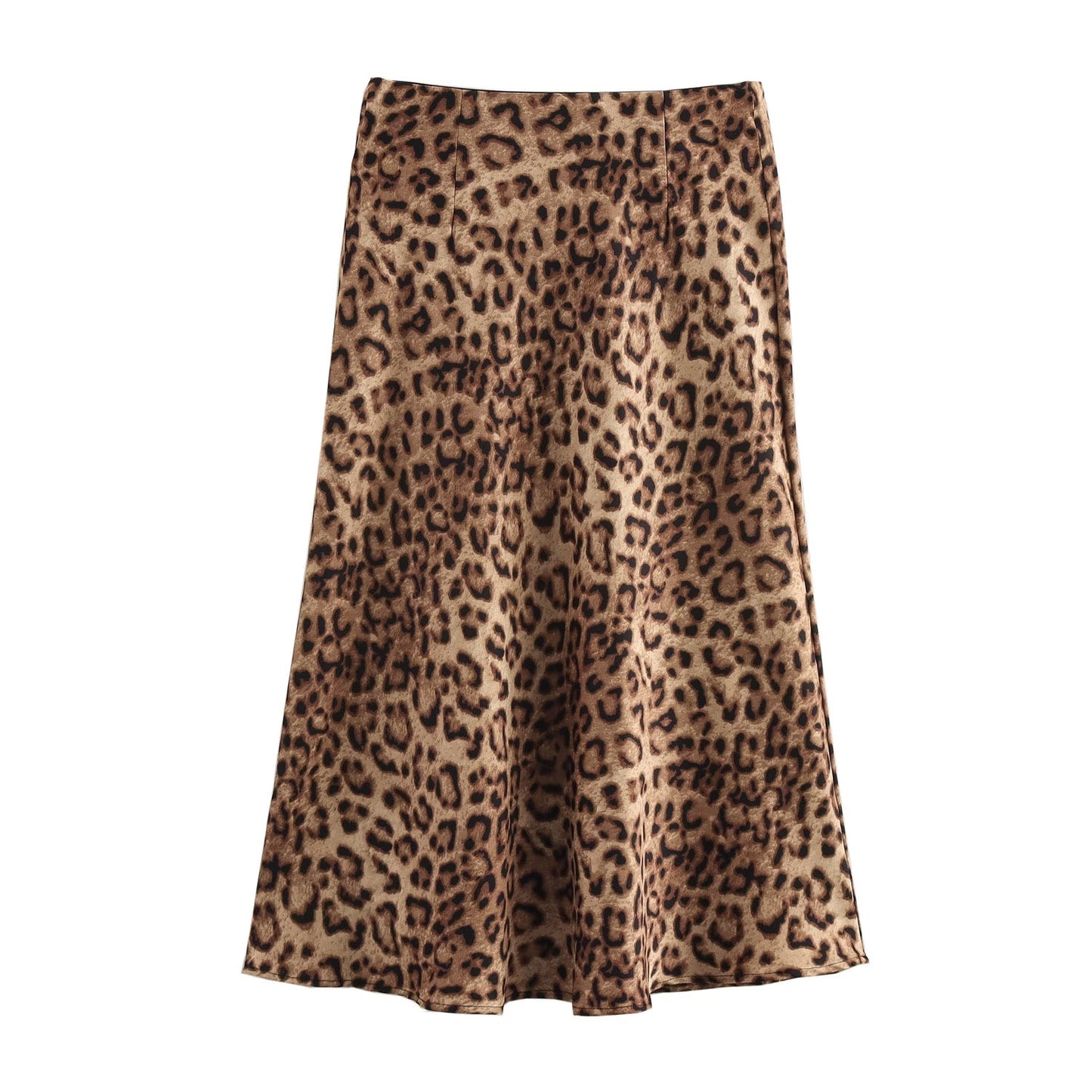 Women Fashionable Elegant Elastic Waist Leopard Print Printed Midi Skirt