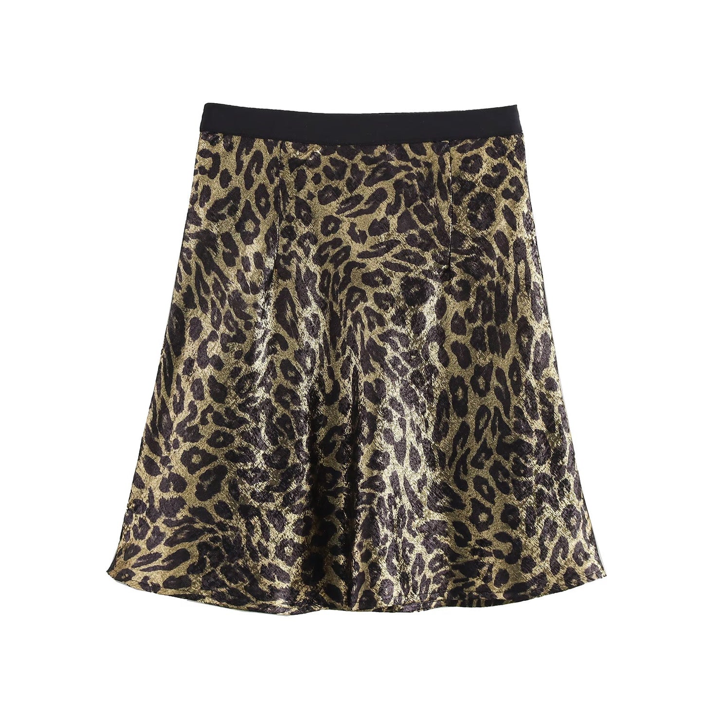 Spring Women Clothing Fashionable Short Bronzing Leopard Print Elastic Waist Double Circle Short Skirt