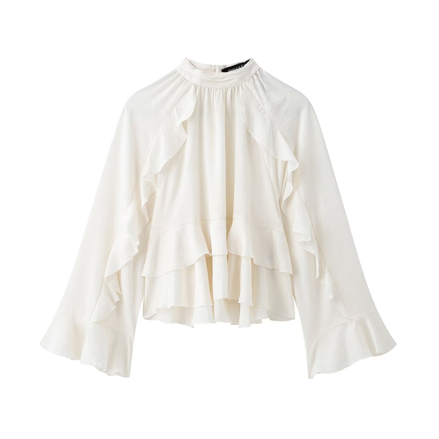 Spring Summer Women Clothing Elegant Fashionable All Match Laminated Decoration Shirt