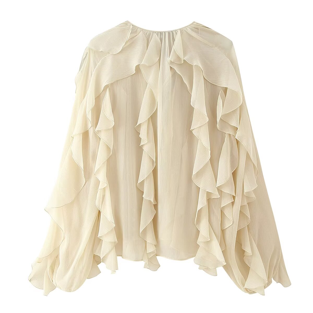 Design V neck Laminated Decoration Shirt Summer Casual Blouse