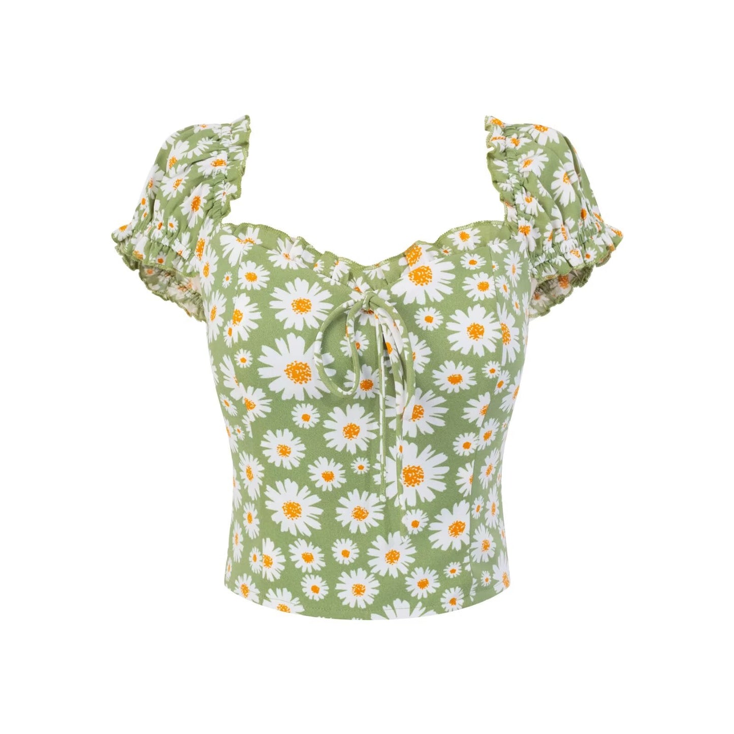 Sexy Backless Elastic Slim Fit SUNFLOWER Short Shirt Top