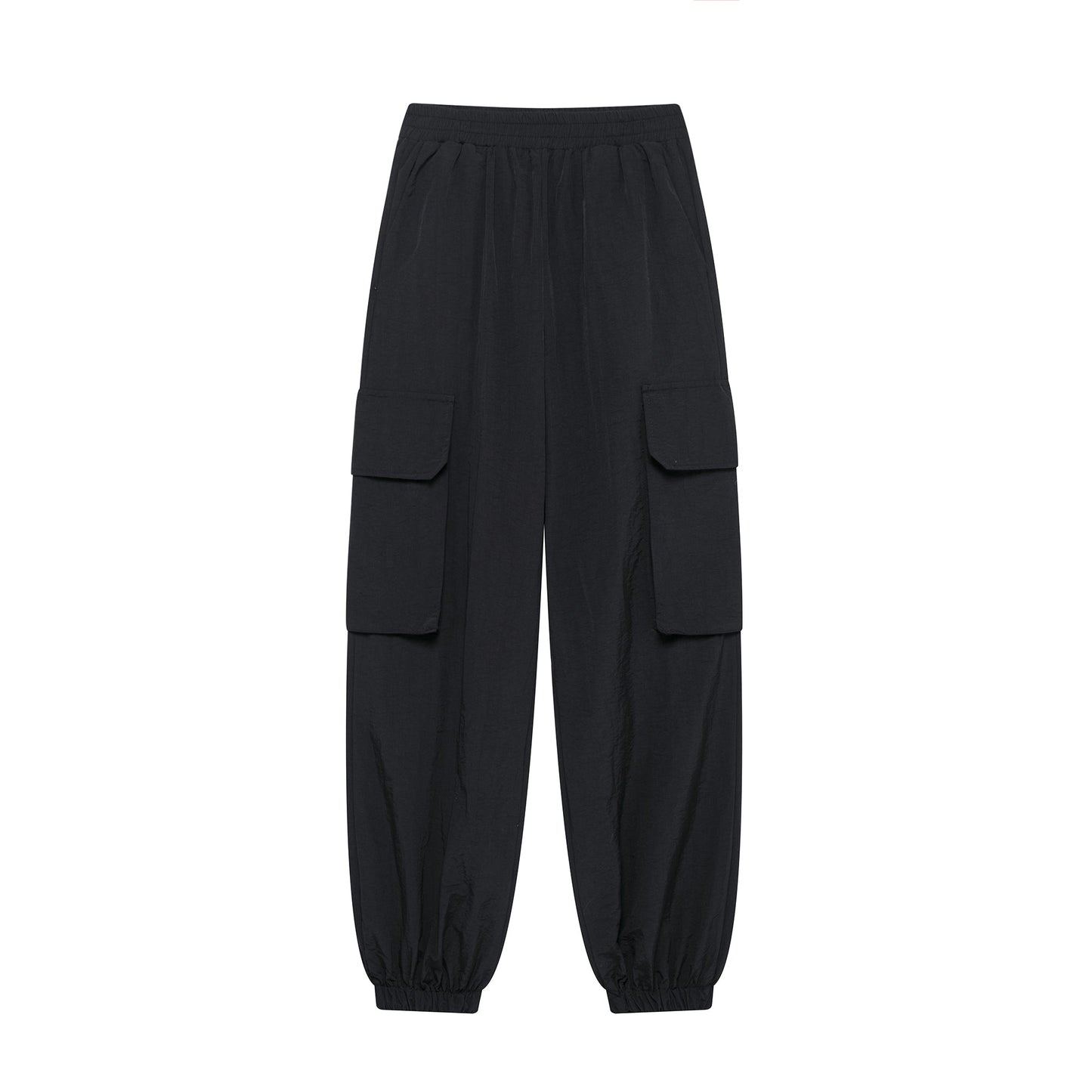 Spring Women Clothing Pocket Nylon Effect Tooling Jogger Pants