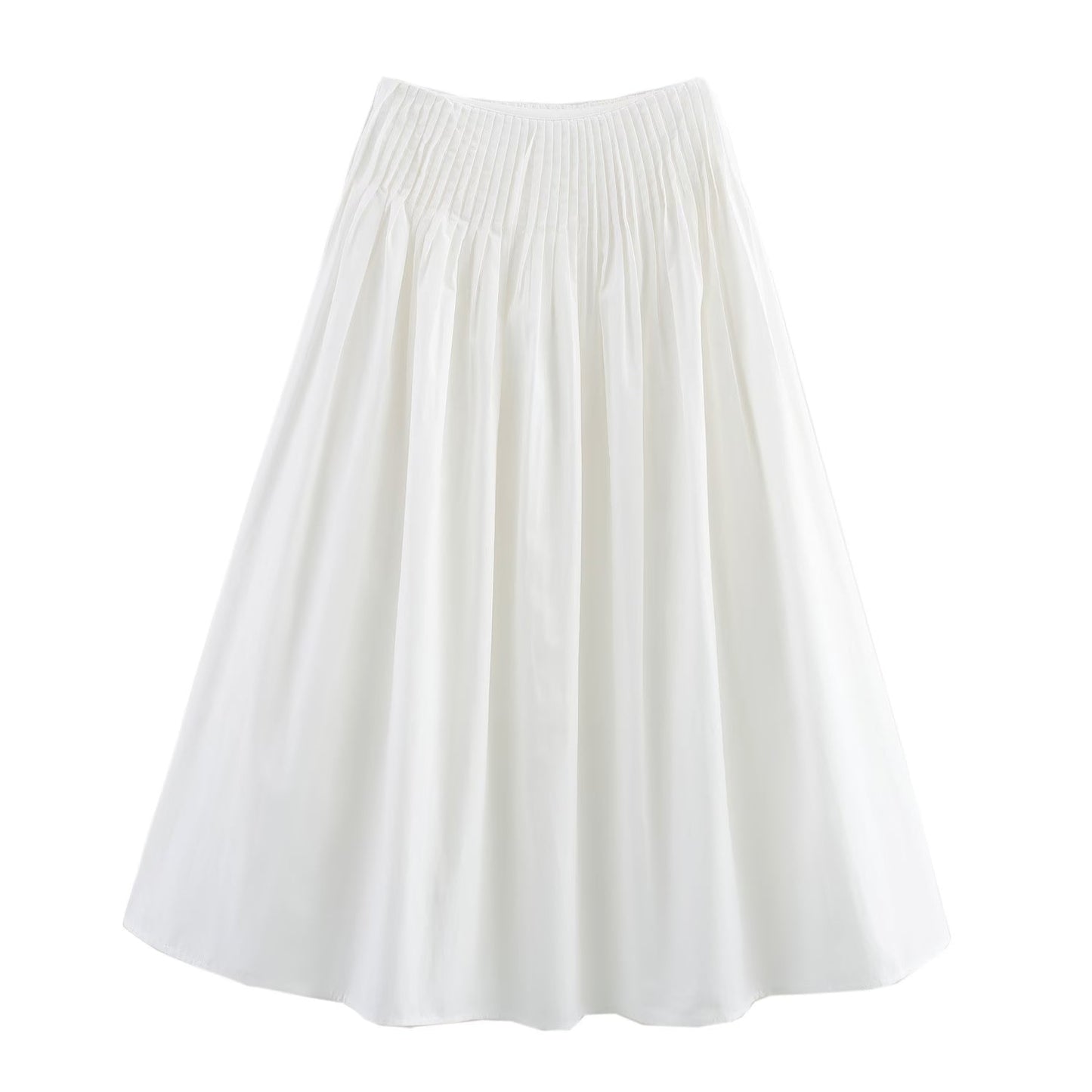 Spring Women Clothing All Match Waist Stripes Elastic Waist Big Hem Skirt