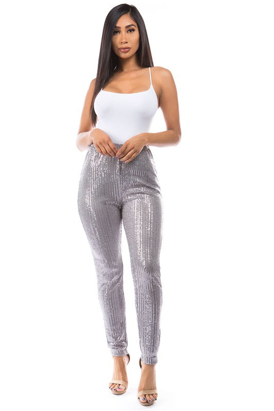 SEQUIN CASUAL PANTS