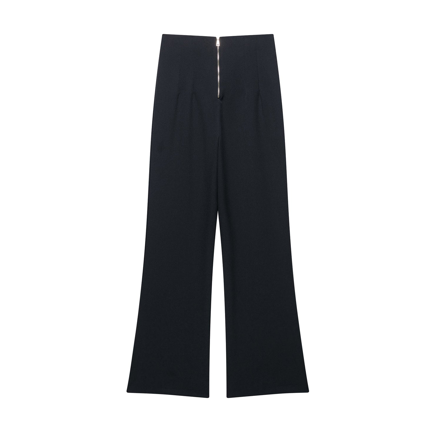 Spring Women Clothing Fashionable Temperamental All Match Zipper Ornament High Waist Flared Casual Trousers