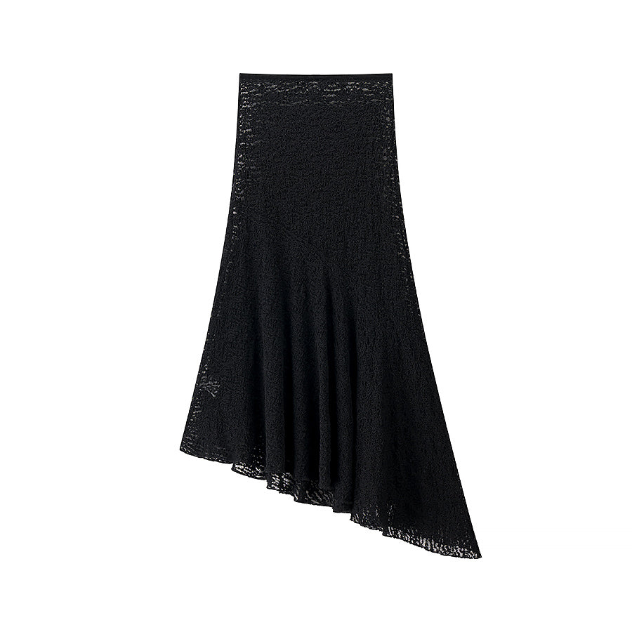 Spring Summer Women Clothing Sexy Sexy Irregular Asymmetric Hem Low Waist Solid Skirt