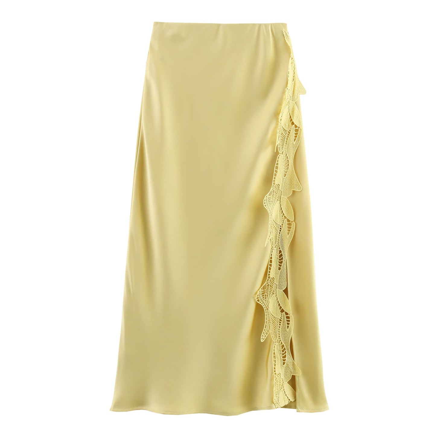 Skirt High Waist Slimming A line Skirt Women Hip Wrapped Skirt Lace Satin