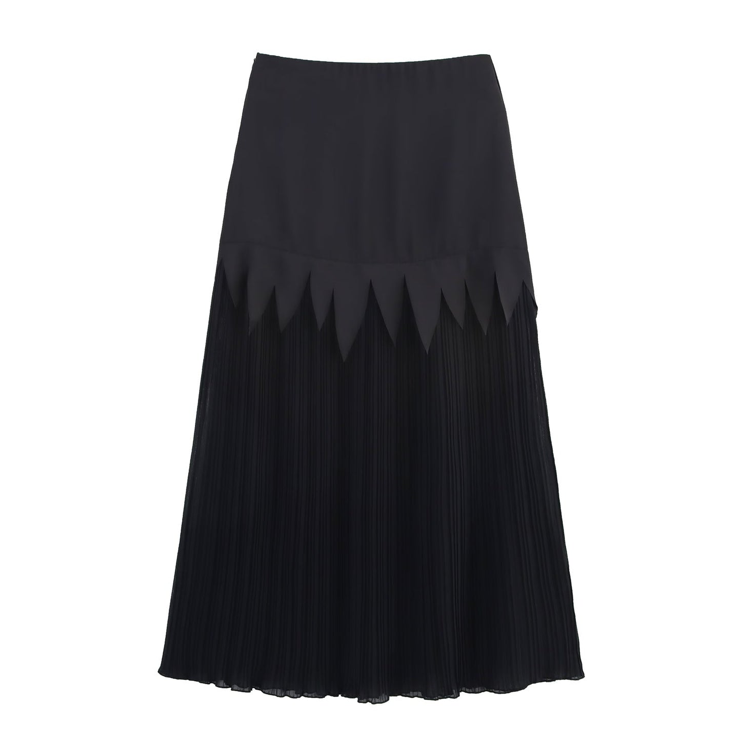 Women Clothing Summer Acetate Satin Chiffon Slimming Patchwork Pleated Pleated Skirt Long Skirt