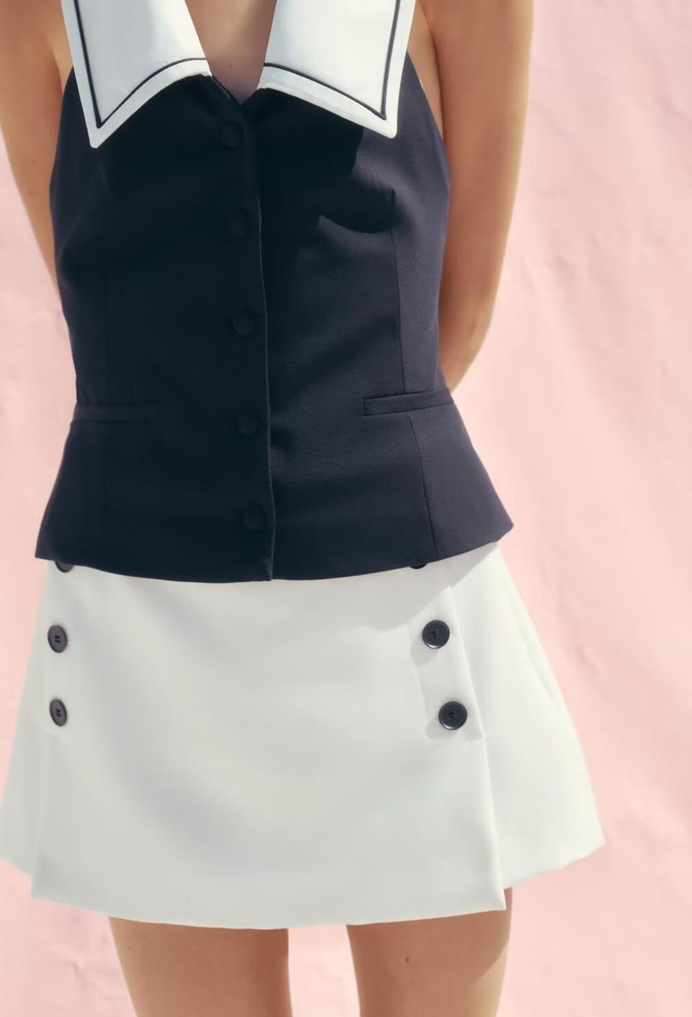 Women Clothing Pure All Match Breasted Decorative Skirt